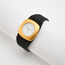 Alessi 'AL2003' Wristwatch, circa 2000's; 31mm; quartz movement; in a brushed gold-tone metal case w