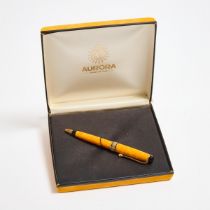 Aurora 'Italian Sole Aurea Minima' Ballpoint Pen, #2698; orange marble resin body with gold-plated t