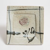 Wayne Ngan (Canadian, 1937-2020) Stoneware Rectangular Dish, c.1980, 9.1 x 8.7 in — 23.2 x 22 cm