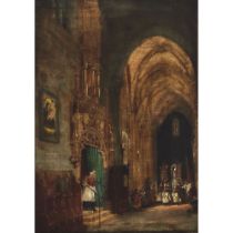 Giovanni Migliara (1785-1837), PROCESSION INSIDE A CHURCH, MILAN, 16.2 x 11.7 in — 41.2 x 29.7 cm