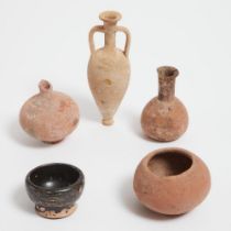 Group of Ancient Roman and Greek Small Pottery Vessels, 4th century B.C.- 3rd Century A.D., amphora