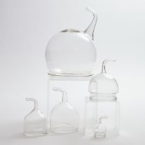 Set of Five Graduated Bier's Glass Vacuum Blood Letting Cups, 19th/early 20th century, tallest heigh