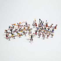 70 Piece Murano Glass Cartoon Character Orchestra, mid 20th century, tallest height 4.75 in — 12.1 c