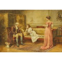 George Goodwin Kilburne (1839-1924), THE DOCTOR'S VISIT, signed; titled to label verso, 14.6 x 21.3