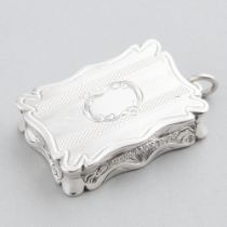 Victorian Silver Shaped Rectangular Vinaigrette, Edward Smith, Birmingham, 1846, length 1.6 in — 4 c