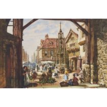 Louise J. Rayner (1832-1924), WINCHESTER CITY CROSS, signed lower left, 11 x 16.9 in — 28 x 43 cm