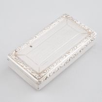 William IV Silver Rectangular Table Snuff Box, Edward Smith, Birmingham, 1831, length 3.8 in — 9.6 c