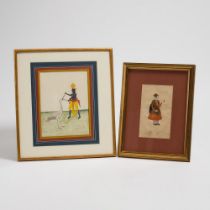 Two Indian School Illustrations, 19th century, the larger 15.25 x 13.75 in — 38.7 x 34.9 cm