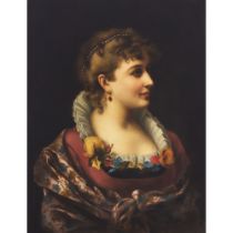 Adele Riche (1791-1887), PORTRAIT OF A LADY, BUST LENGTH IN A PINK DRESS WITH A SHAWL , signed bott