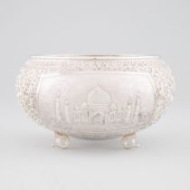 Indian Repoussé and Engraved Silver 'Taj Mahal' Bowl, 20th century, height 5.2 in — 13.2 cm, diamete