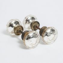 Two Sets of Victorian Cut Mercury Glass Doorknobs, 19th century, diameter 2.75 in — 7 cm, length 6.7