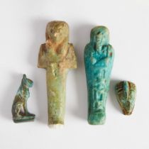 Four Ancient Egyptian Artefacts, 1550 B.C.-30 B.C. (4 Pieces)