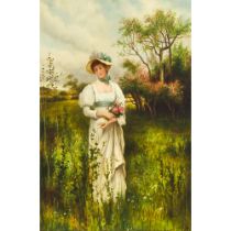 Alfred Glendening Jr. (1861-1907), YOUNG WOMAN IN LANDSCAPE, signed, 30.5 x 20.3 in — 77.5 x 51.5 cm