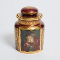 Vienna-Decorated Tobacco Jar, c.1900, height 7.5 in — 19 cm