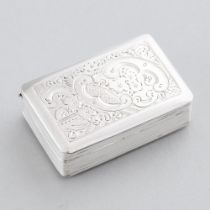 Dutch Silver Rectangular Vinaigrette, Schoonhoven, 1854, length 1.6 in — 4.1 cm