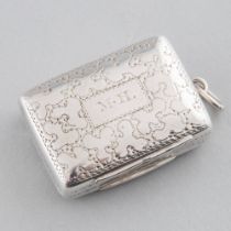 William IV Silver Rectangular Vinaigrette, Thomas Shaw, Birmingham, 1835, length 1.5 in — 3.7 cm