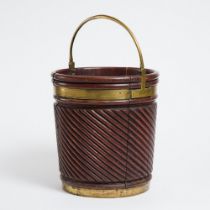 English Regency Style Brass Bound Mahogany Peat Bucket, 19th century, exclusive of handle height 15.