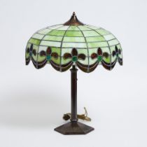 Handel Leaded Slag Glass Table Lamp, c.1910, height 23 in — 58.4 cm; shade