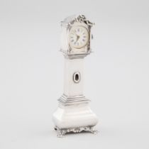 Dutch Silver Miniature Tall Case Clock, 20th century, height 4.4 in — 11.3 cm
