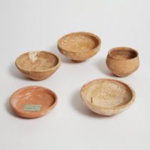 Five Levantine Pottery Bowls, Middle-Late Bronze Age, 2000-1300 B.C., various sizes, largest height