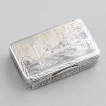 Russian Nielloed Silver Rectangular Snuff Box, Moscow, c.1820, length 2.2 in — 5.6 cm