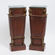 Pair of Louis XVI Style Parcel Gilt Pedestals, mid 20th century, height 43 in — 109.2 cm