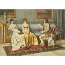 Enrico Tarenghi (1848-1938), THE READING, signed, sheet 21.9 x 30.6 in — 55.5 x 77.8 cm
