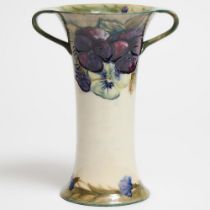 Moorcroft Two-Handled Pansy Vase, c.1916-18, height 12.4 in — 31.6 cm