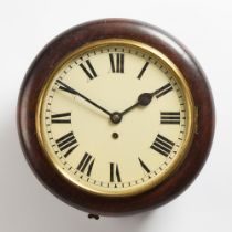 English Mahogany Dial Clock, 19th century, case diameter 12.75 in — 32.4 cm