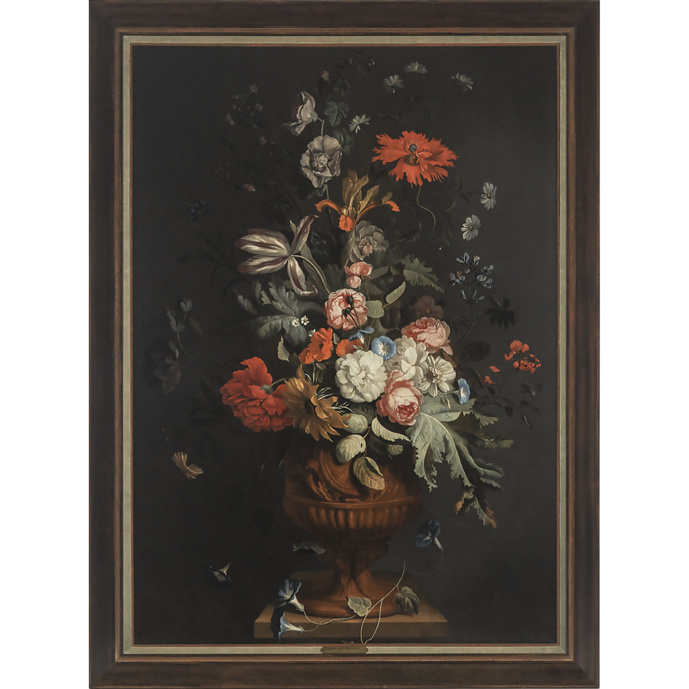 Attributed to Jan van Huysum (1682–1749), FLOWERS IN A TERRACOTTA VASE, signed "J. Van Huysum f" on - Image 2 of 10