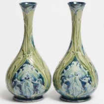 Pair of Macintyre Moorcroft Florian Iris Vases, c.1900, height 9.8 in — 25 cm (2 Pieces)