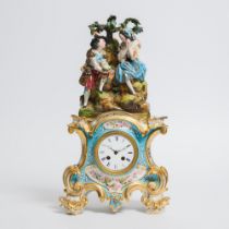 Paris Porcelain Mantel Clock, 19th century, height 19.25 in — 48.9 cm