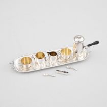 English Silver Miniature Coffee Service, Levi & Salaman, Chester and Birmingham, 1910, tray length 5