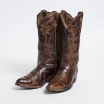 Cast Pecan Resin Pair of 'Cowboy Boots', 20th century, height 15 in — 38.1 cm