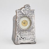 Edwardian Silver Mounted 'There is a Time to Every Purpose' Desk Clock, Samuel M. Levy, Birmingham,