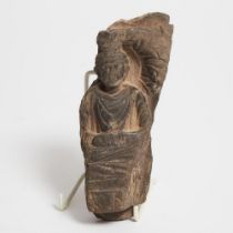 Gandhara Grey Schist Fragment of a Buddha Figure, 3rd-4th century, height 6.5 in — 16.5 cm