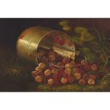 Eliza Bisbee Duffey (1838-1898), STILL LIFE WITH A PAIL OF RASPBERRIES, 1867, signed and dated lower