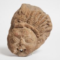 Terracotta Mask of Bhairava, Nepal, 17th century or earlier, 9.5 x 7.5 x 3.5 in — 24.1 x 19.1 x 8.9