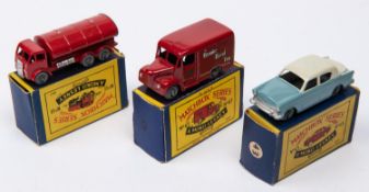 3 Matchbox Series. No.11 ERF Road Tanker. Red body, silver trim, large ESSO decal to rear of tank,