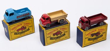 3 Matchbox Series. No. ERF Truck. In maroon with silver trim and metal wheels. No.40 Beford S 7