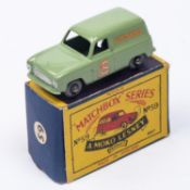 Matchbox Series No.59 Ford Thames Van. An example in light green with 'SINGER' to side panels and '