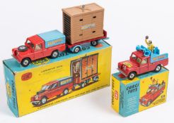 2x Corgi Toys. A Chipperfields Land Rover with elephant and cage on trailer gift set (19) with metal