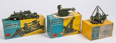 3x Corgi Toys. A Corporal Missile Launching Platform (1124) in utility 'Temporary Pack'. Launcher