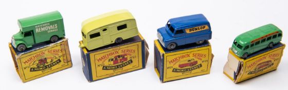 4 Matchbox Series. No.17 Bedford Removals Van, in green with 'Matchbox Removals Service' to sides,