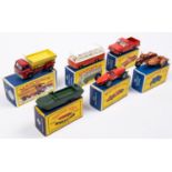 6x Matchbox Series. 55a; DUKW Amphibian in green. 66b; Harley-Davidson Motorcycle and sidecar in