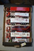 6 Corgi Trucks. Ex-Display Models. 5 Trucks in the livery of D.Steven & Son. - Scania 144L with