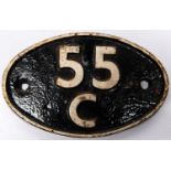Locomotive shedplate 55C Farnley Junction 1956-1966. Cast iron plate in good, believed to be