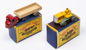 2 Matchbox Series. No. 8 Caterpillar Tractor. In yellow with yellow driver, silver radiator