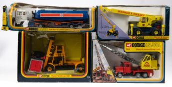 4x Corgi. A Hyster Challenger 800 (1113) in yellow with United States Lines on container. Mack-