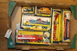 6x Corgi vehicles. A Berliet Dolphinarium (1164) with yellow tractor unit and trailer. Chubb